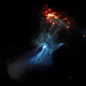 At the center of this Chandra image, a pulsar -- only twelve miles in diameter -- is responsible for this X-ray nebula that spans 150 light years. This pulsar is spinning around almost 7 times a second and has a magnetic field at its surface estimated to be 15 trillion times stronger than the Earth's magnetic field. This combination of rapid rotation and ultra-strong magnetic field drives an energetic wind of electrons and ions, ultimately creating the elaborate nebula seen by Chandra.Credit: NASA/CXC/SAO/P. Slane et al.