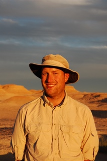 Paleontologist Sterling Nesbitt at Hayden Quarry on Ghost Ranch in northern New Mexico. Nesbitt, a post doctoral researcher at the University of Texas at Austin, and his colleagues discovered Tawa hallae, a previously unknown theropod dinosaur. Credit: Guillermo Rougier