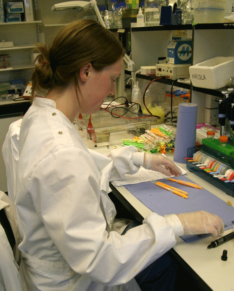 Scientist in lab. Darren Monckton